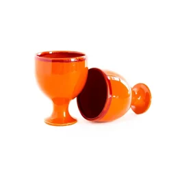 Val Pottery Raquel Cups Dark Orange/Dark Red Line