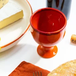 Val Pottery Raquel Cups Dark Orange/Dark Red Line