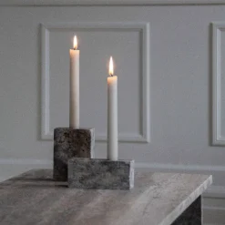 Wabi Sabi Nordic Epode Lysestage (1) Travertin Silver