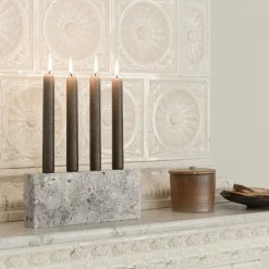 Wabi Sabi Nordic Epode Lysestage (4) Travertin Silver