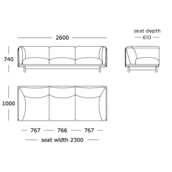 Wendelbo Kite 3-Pers. Sofa