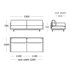 Wendelbo Maho 2,5 Pers. Sofa Navona 02