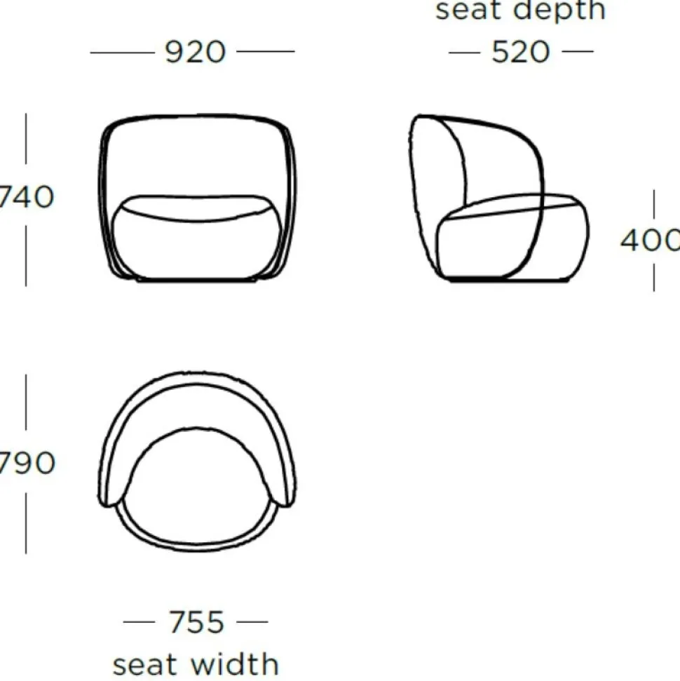 Wendelbo Ovata Loungestol Large Cuddle Col. 08